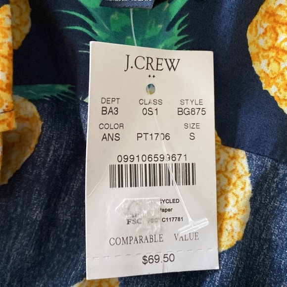 NWT J. Crew Factory Slim Pineapple Flex Short Sleeve Button Down Shirt - Small - Picture 6 of 8